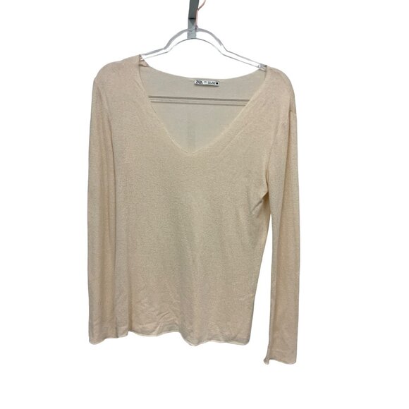 Zara Natural Lightweight Sweater Top - Picture 1 of 2